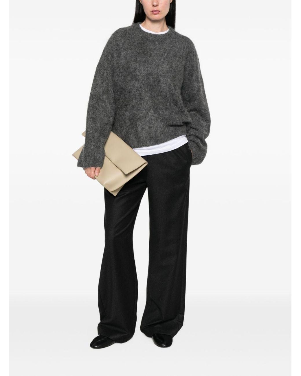 Soft Goat Gray Wool Crewneck Jumper