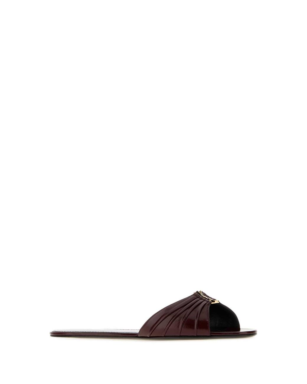 Saint Laurent Red Leather Slippers With Leather Sole