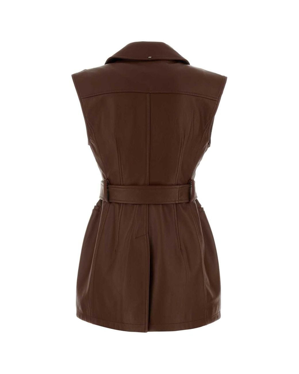 Sportmax Brown Chocolate Leather Favella Vest
