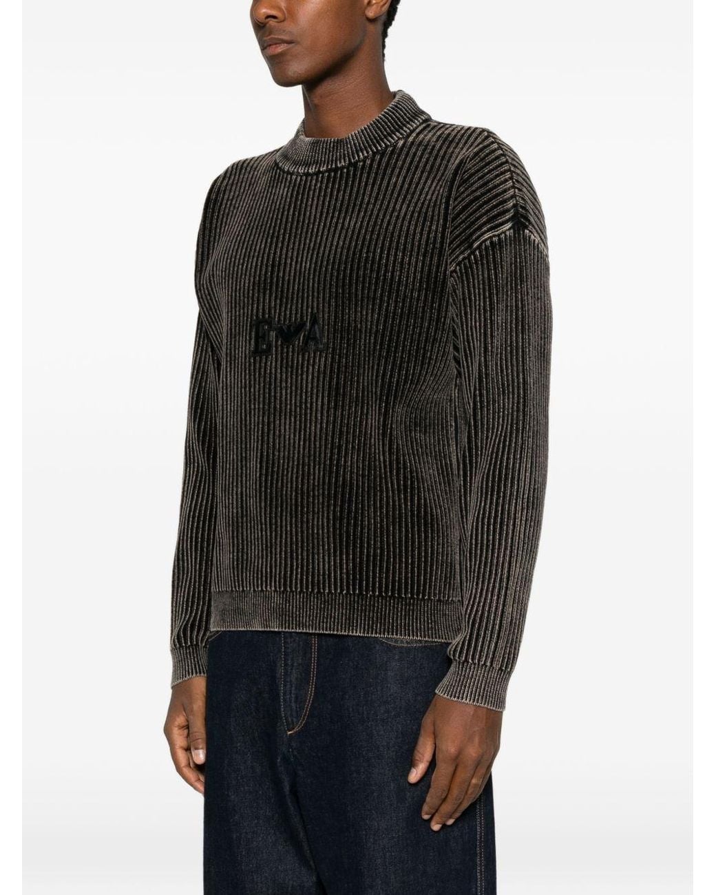 Emporio Armani Black Cotton Crewneck Sweater