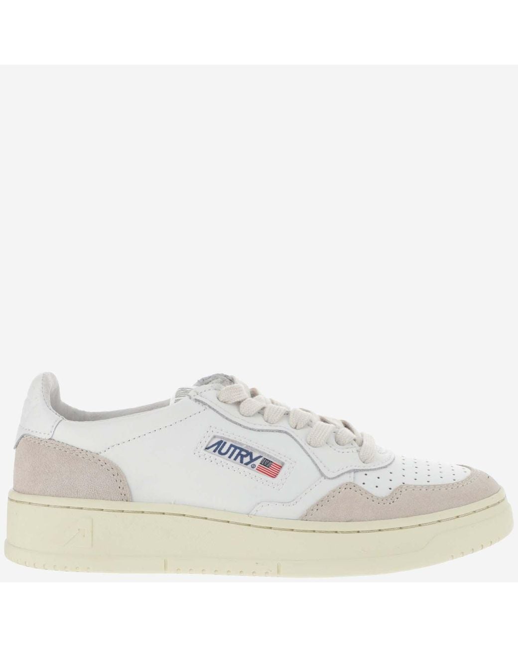 Autry White Leather And Suede Low-Top Sneakers With Embossed Branding