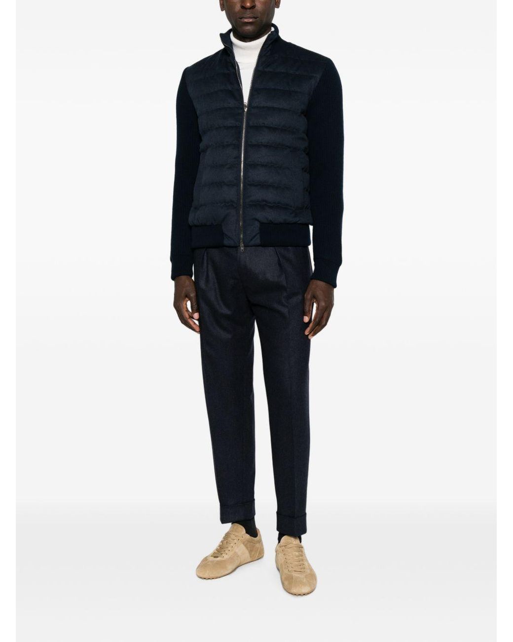 Herno Blue Quilted Knit Jacket for men