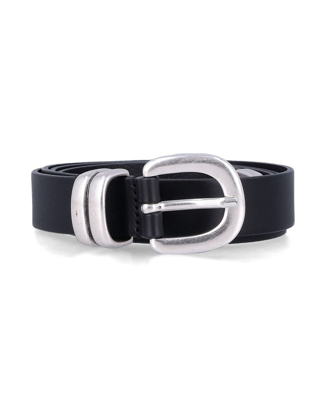By Malene Birger Black Zoilo Slim Leather Belt With 2.5 Cm Width And Rounded Buckle