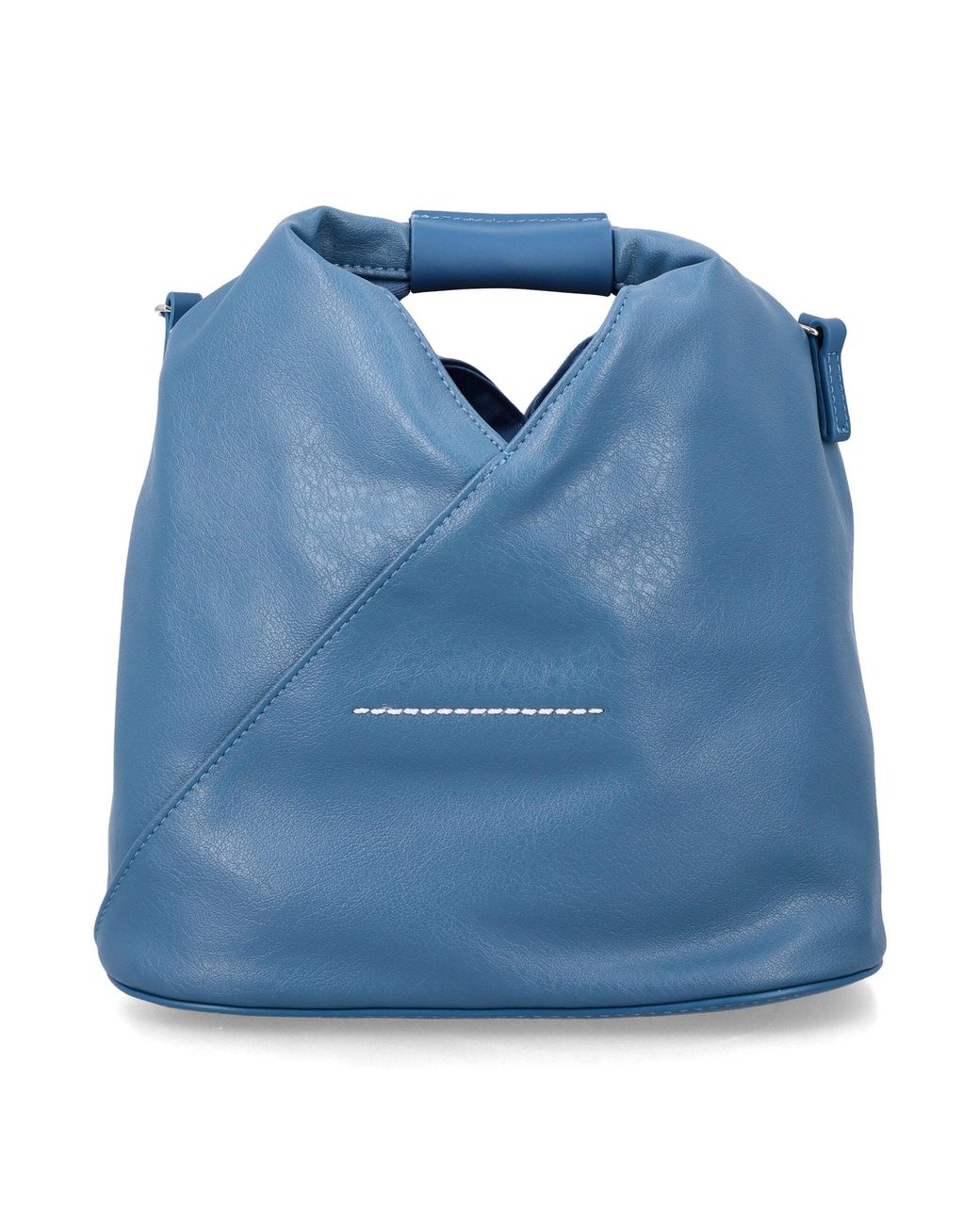 MM6 by Maison Margiela Blue Soft Faux Leather Bucket Bag