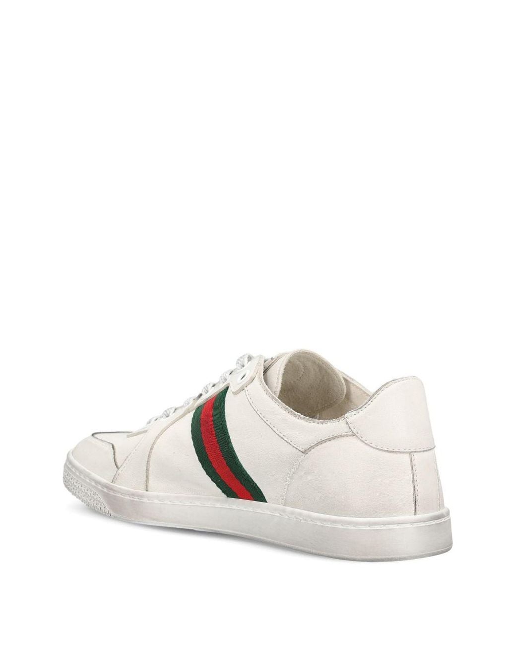 Gucci White Stretch Leather Sneakers