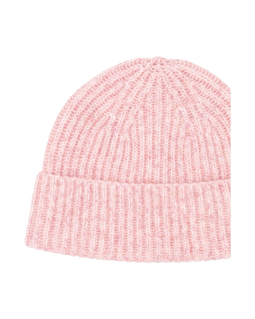 Lisa Yang Pink Cashmere Ribbed Beanie Hat