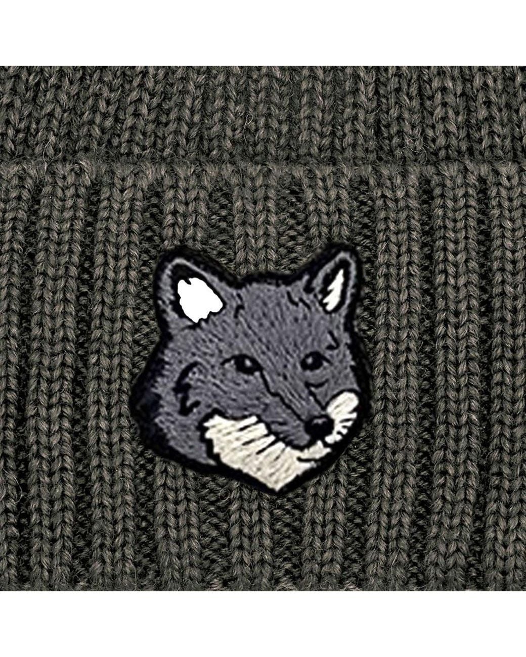Maison Kitsuné Green Wool Beanie With Logo