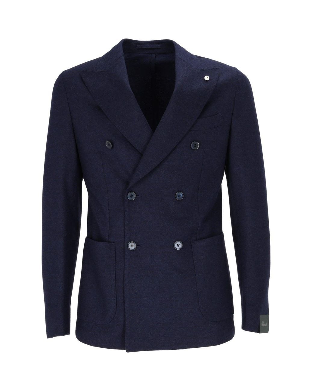 BRANDO-LUBIAM Blue Double-Breasted Blazer With Structured Silhouette And Notched Lapel