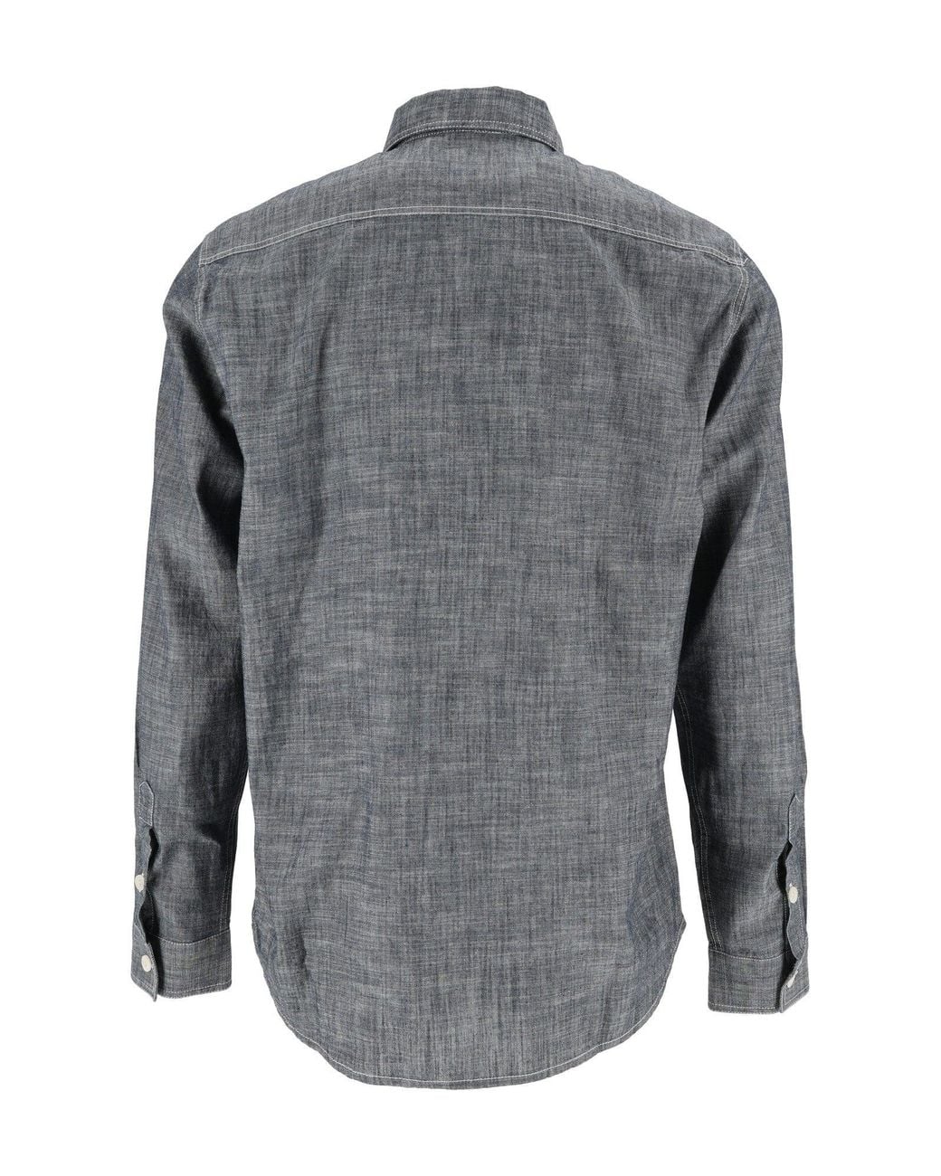 Tela Genova Gray Emilio Raw Chambray Shirt for men