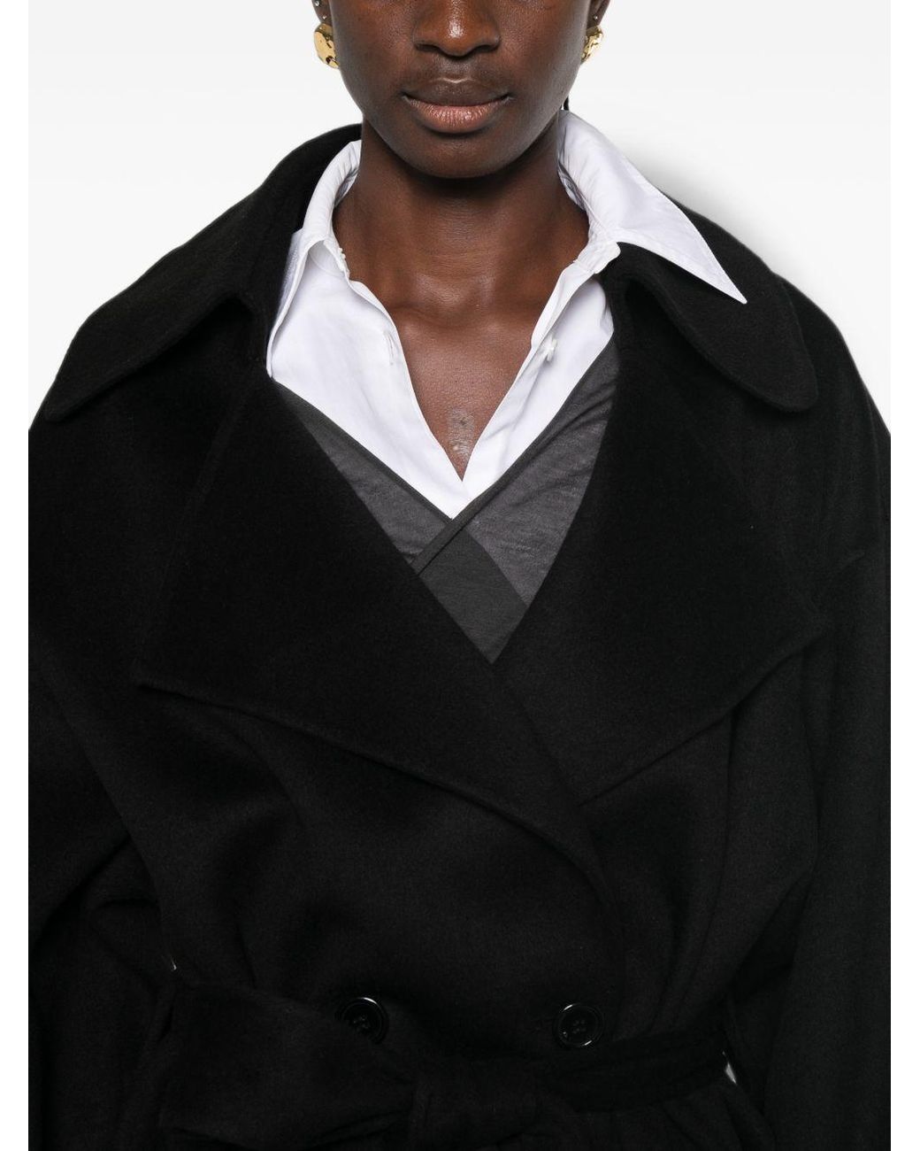 Frankie Shop Black Issen Wool Blend Long Coat