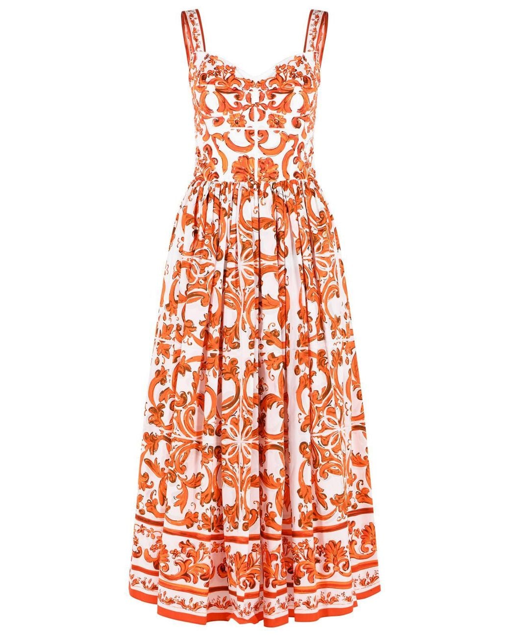 Dolce & Gabbana White Dolce & Gabbana 'Maiolica' And Cotton Maxi Dress