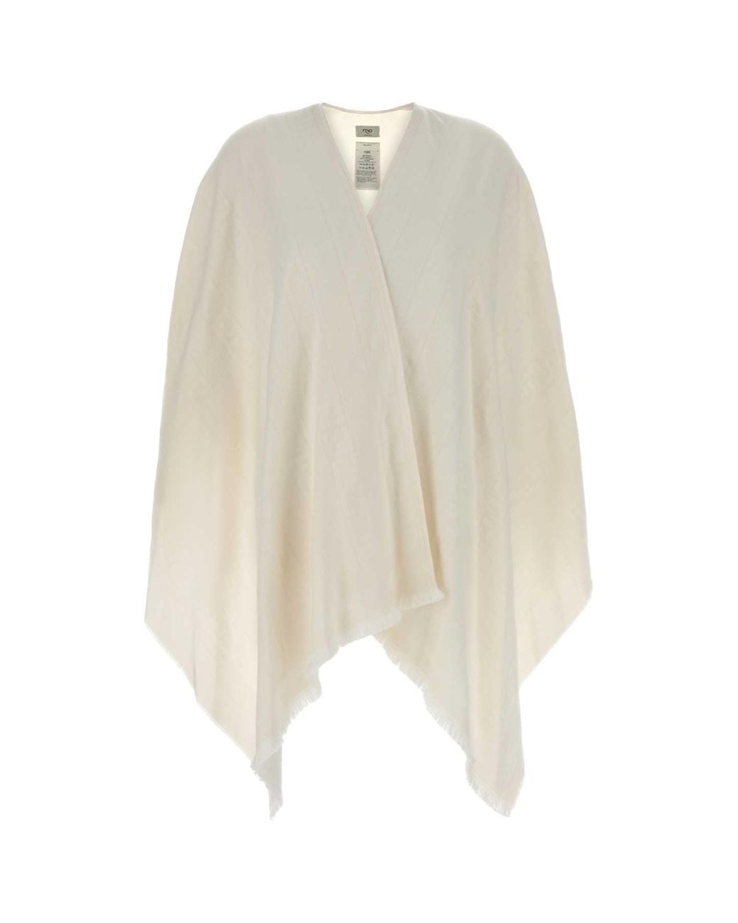 Fendi White Poncho 140X155 Ff Riga