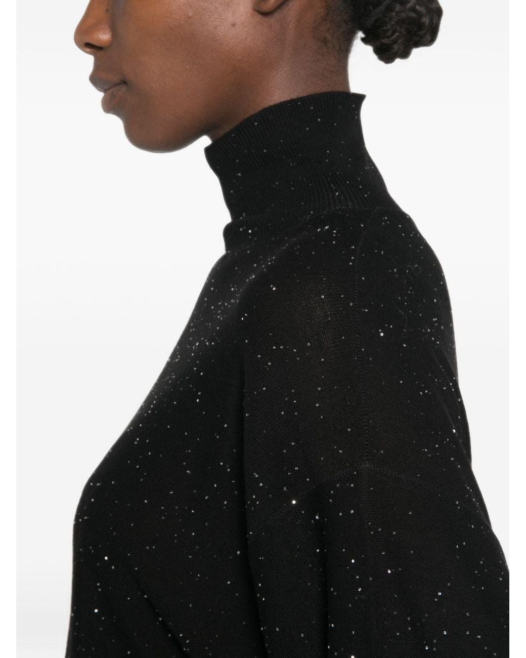 Fabiana Filippi Black Wool Turtle Neck Sweater