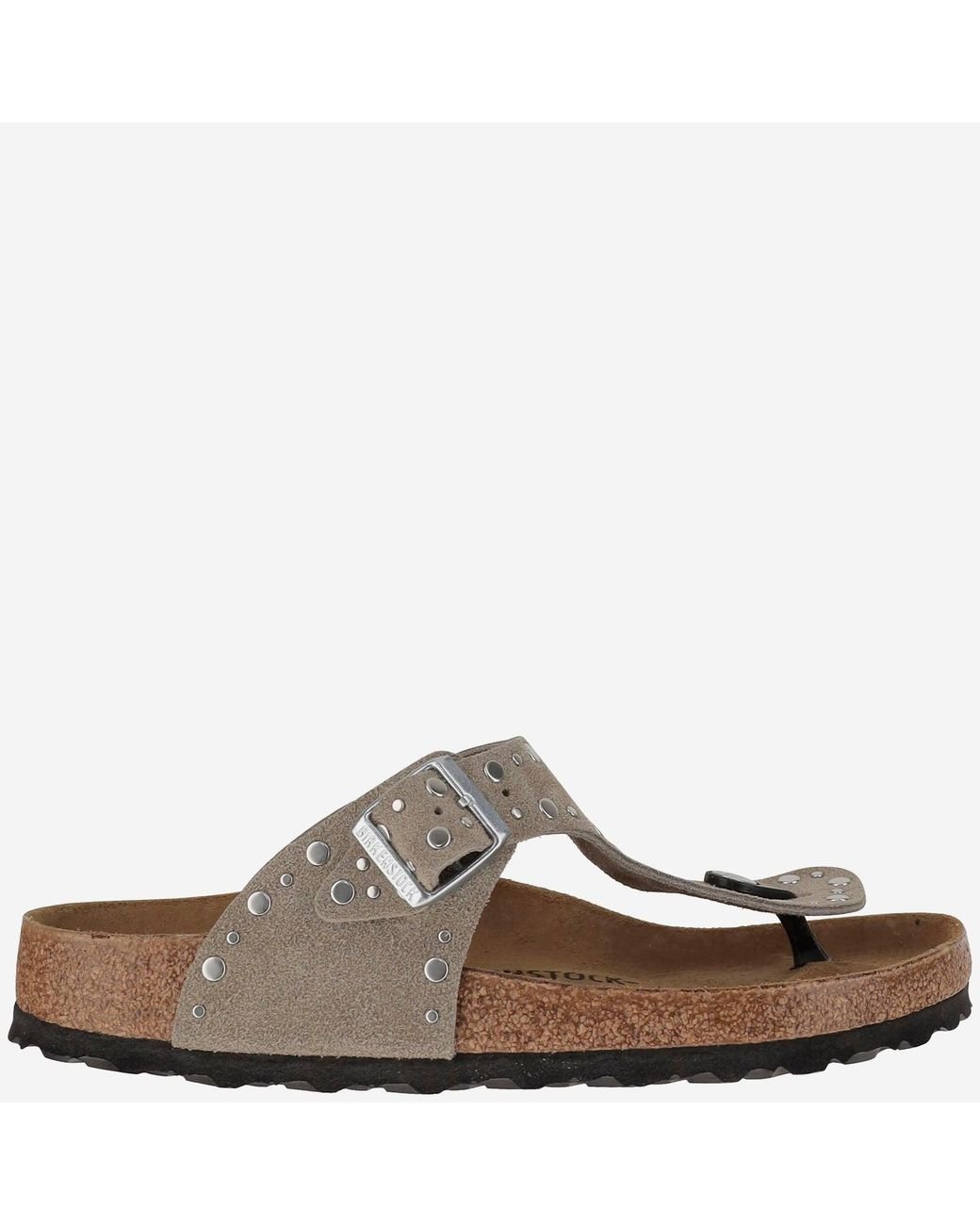 Birkenstock Brown Gizeh Rivet Suede Leather Sandals
