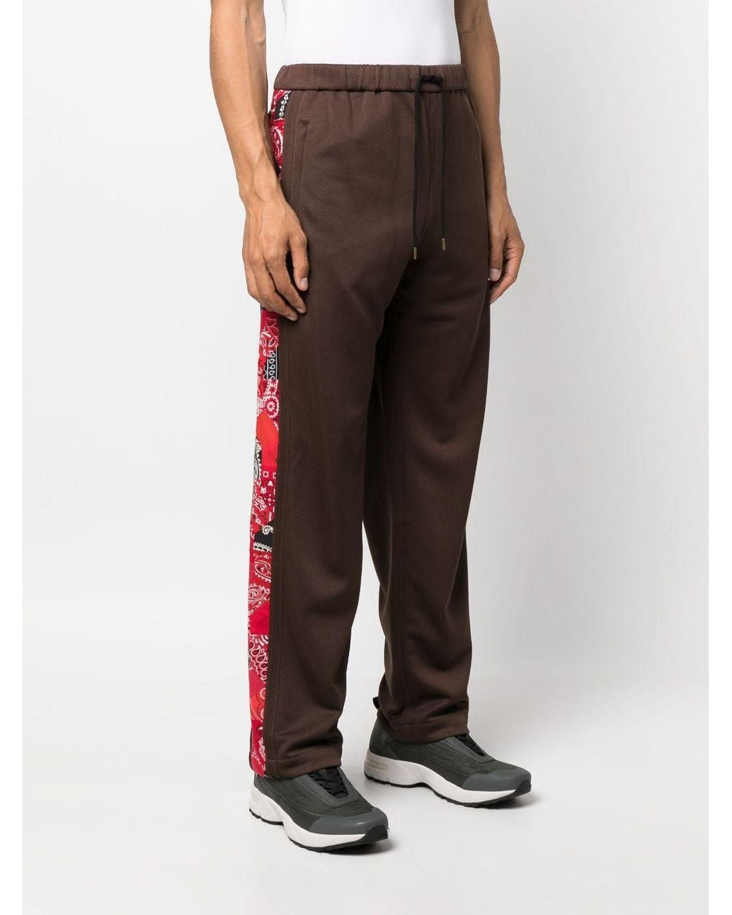 Children of the discordance Brown Bandana-Panel Track Pants for men