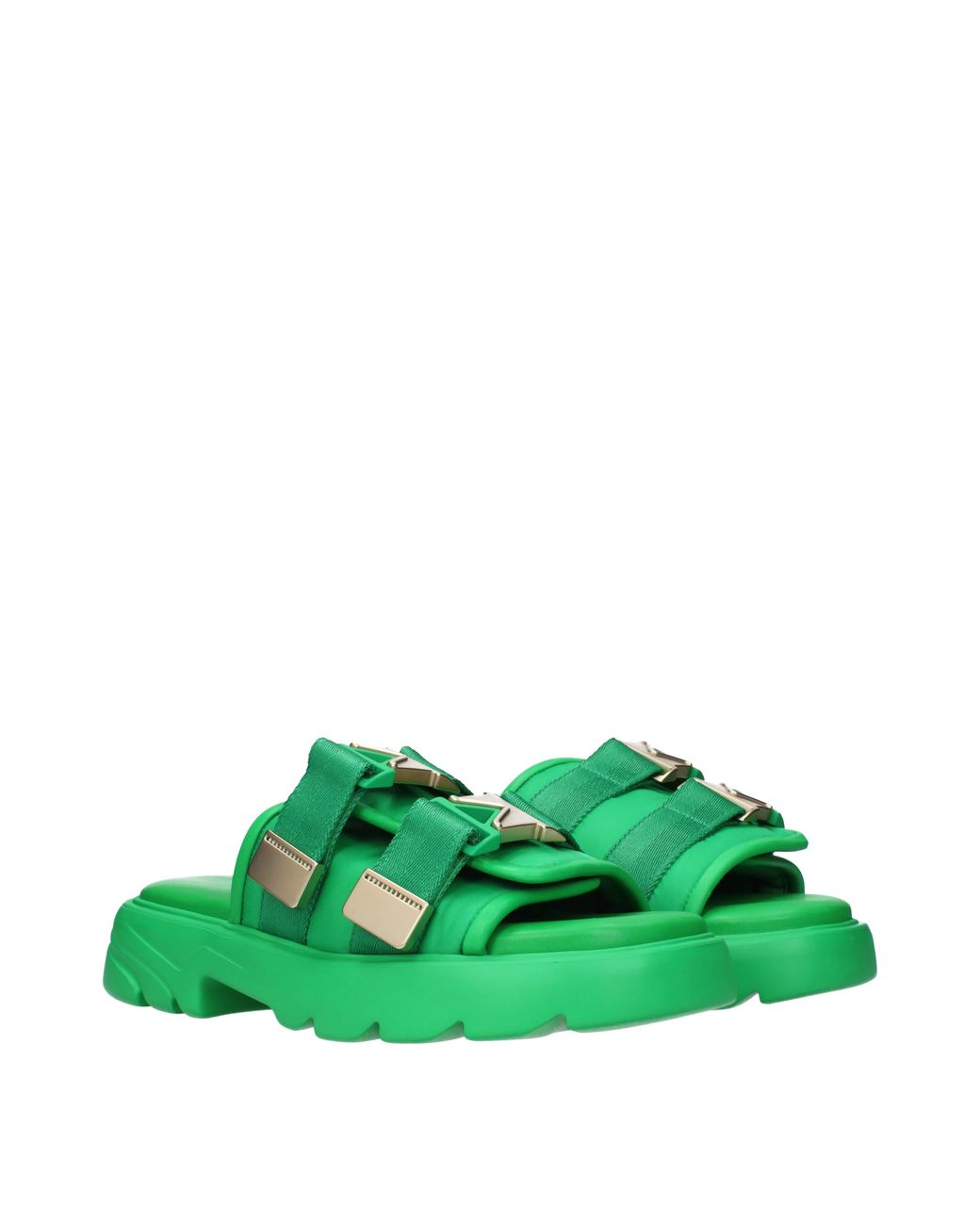 Bottega Veneta Green Fabric/Grass Slippers And Clogs