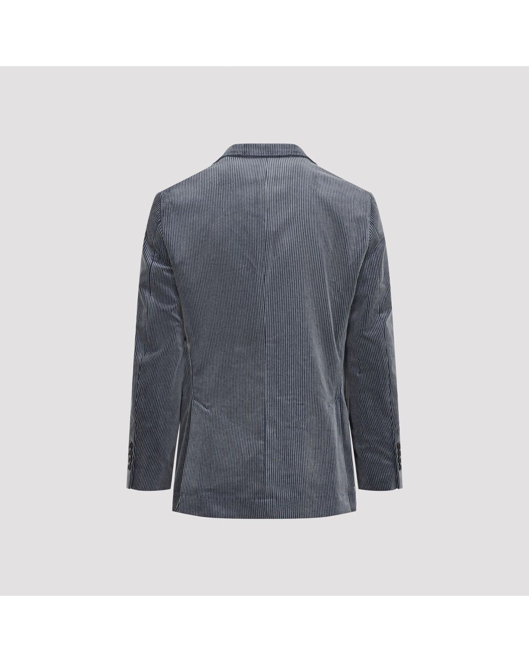 Brunello Cucinelli Gray Cotton Suit-Style Jacket Blazer for men