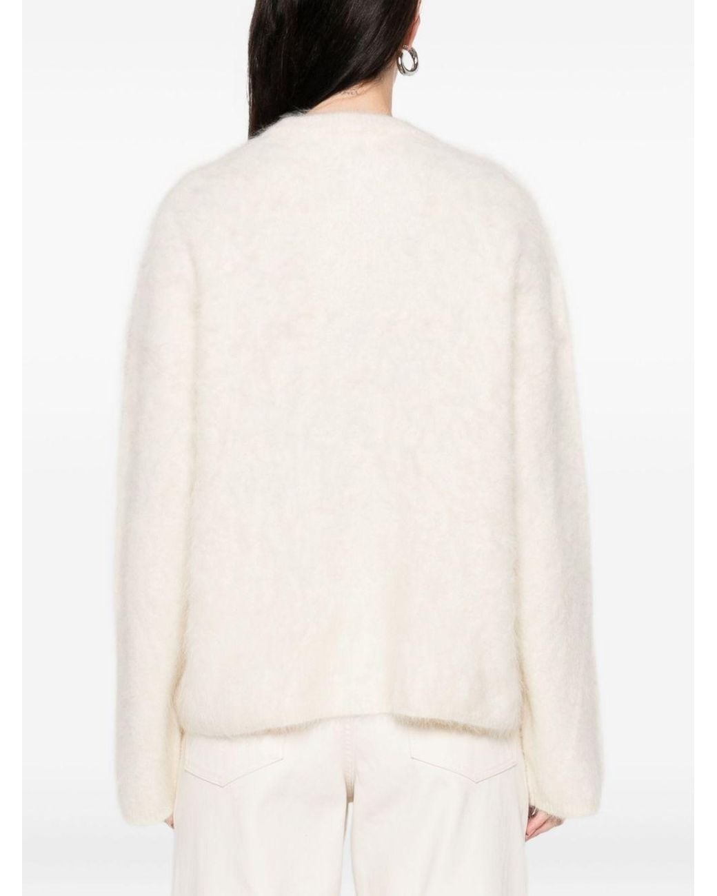 Soft Goat White Wool Crewneck Jumper