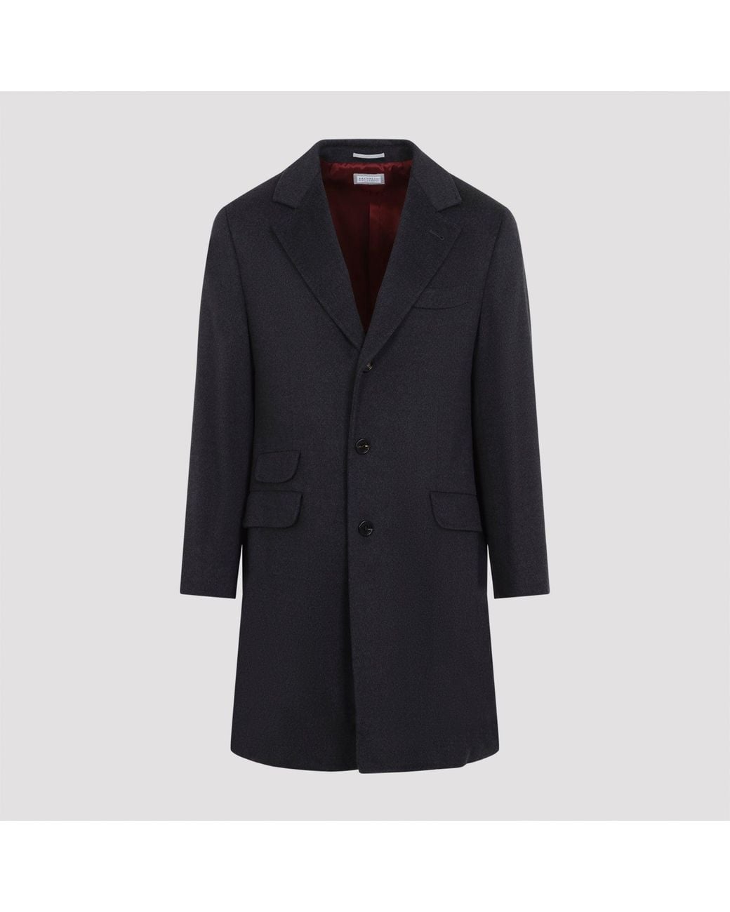 Brunello Cucinelli Blue Charcoal Overcoat for men