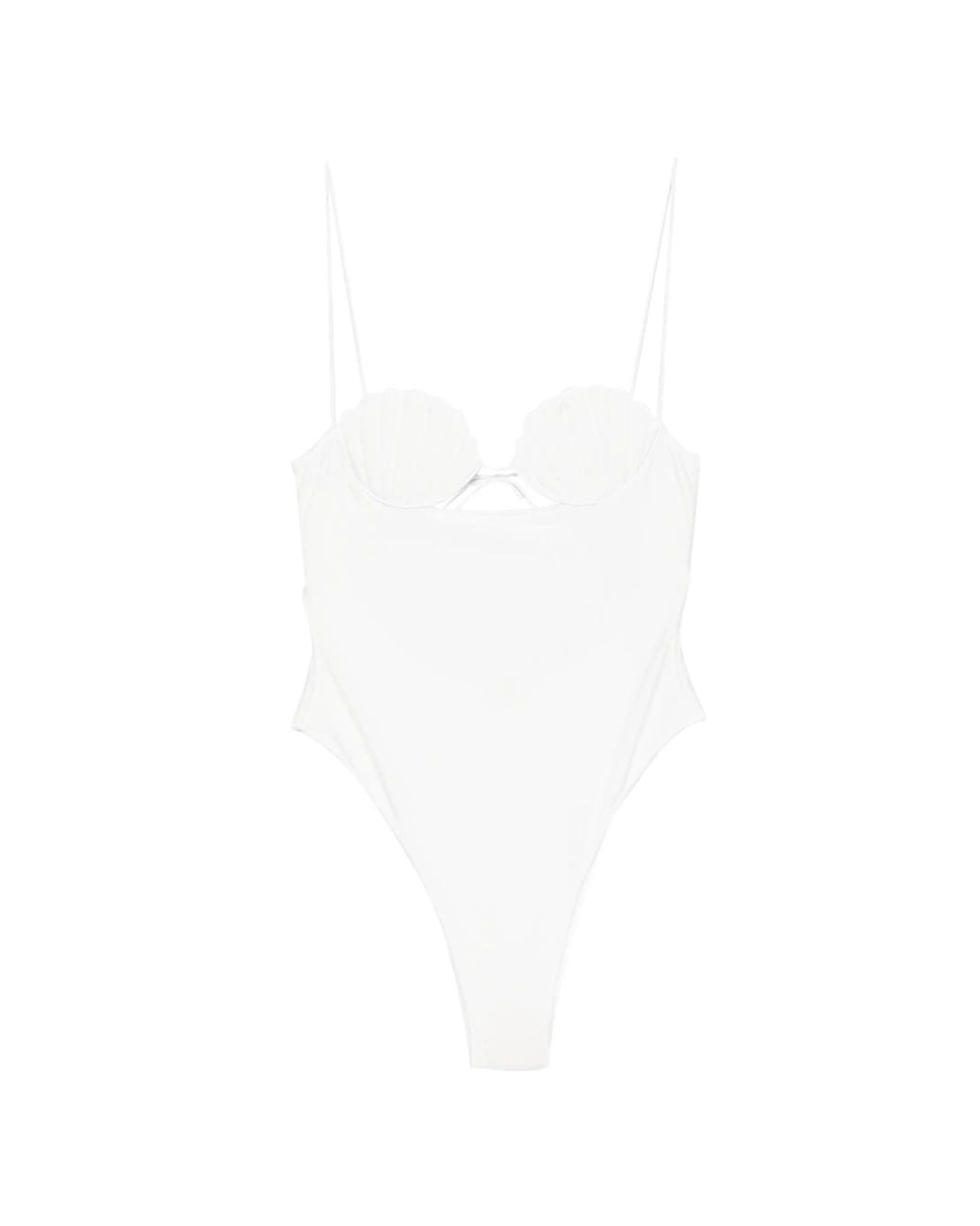 Oseree White Bridal Shell Maillot