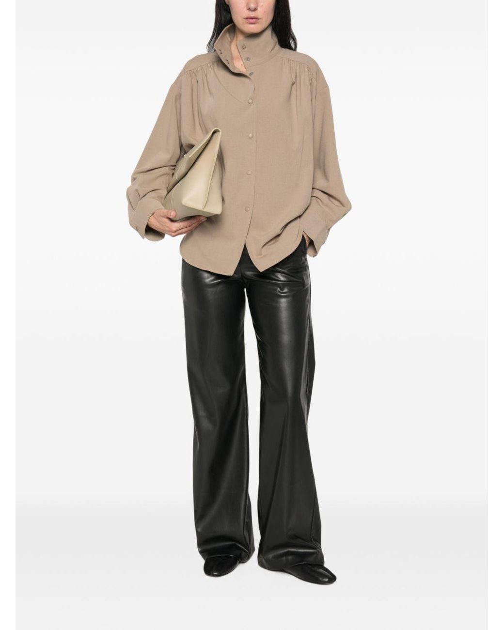 ERMANNO FIRENZE Black Faux Leather Trousers