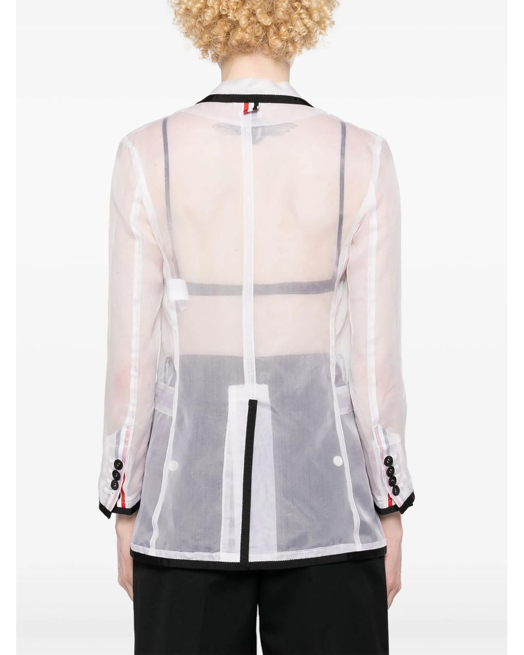 Thom Browne White Semi Sheer Organza Blazer