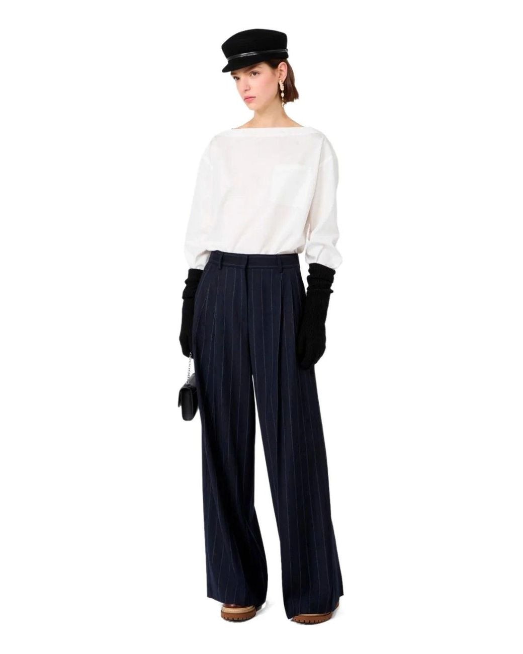 Weekend by Maxmara Blue Nebbie Pinstripe Trousers
