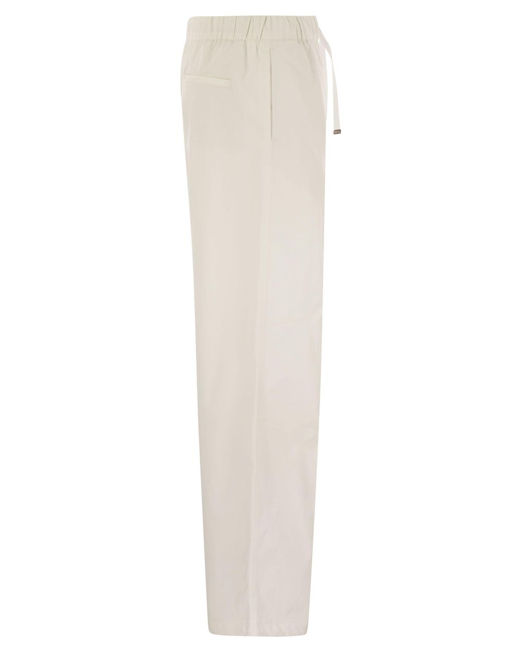 Herno White Resort Cotton Trousers With Drawstring