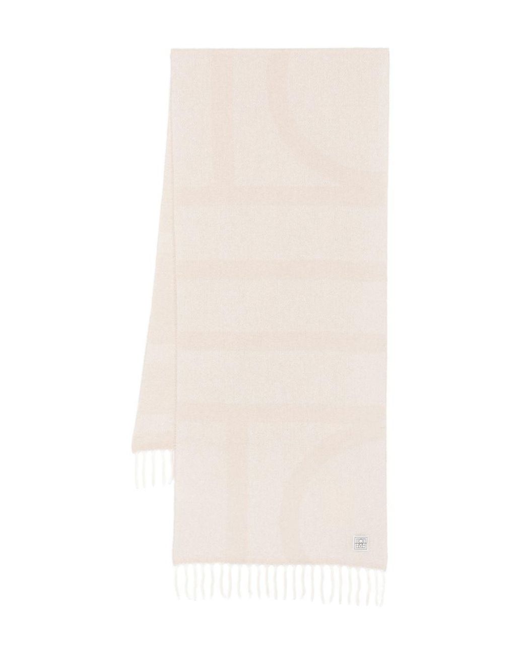 Totême White Monogram Wool Scarf