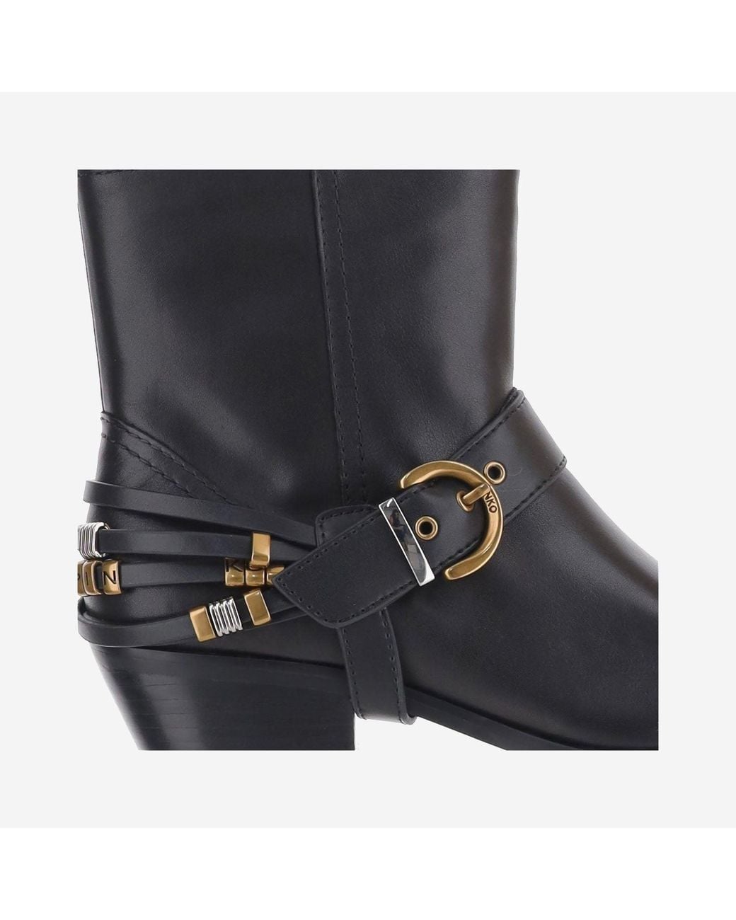 Pinko Blue Leather Ankle Boots With Logo