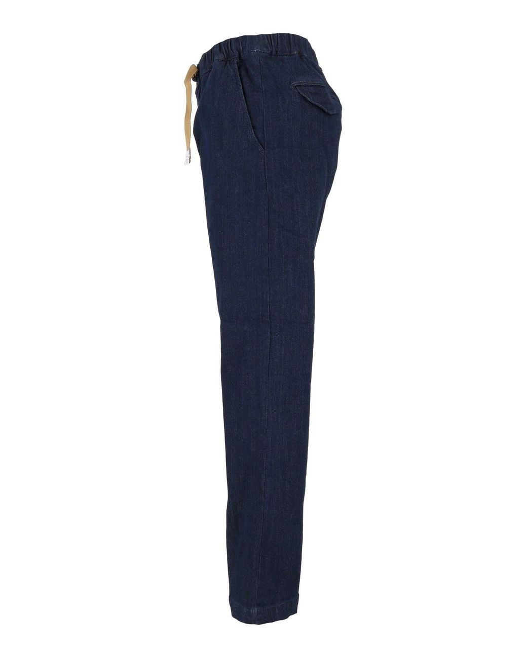 White Sand Blue Deep Selvedge Denim Pants With Elastic Waistband for men