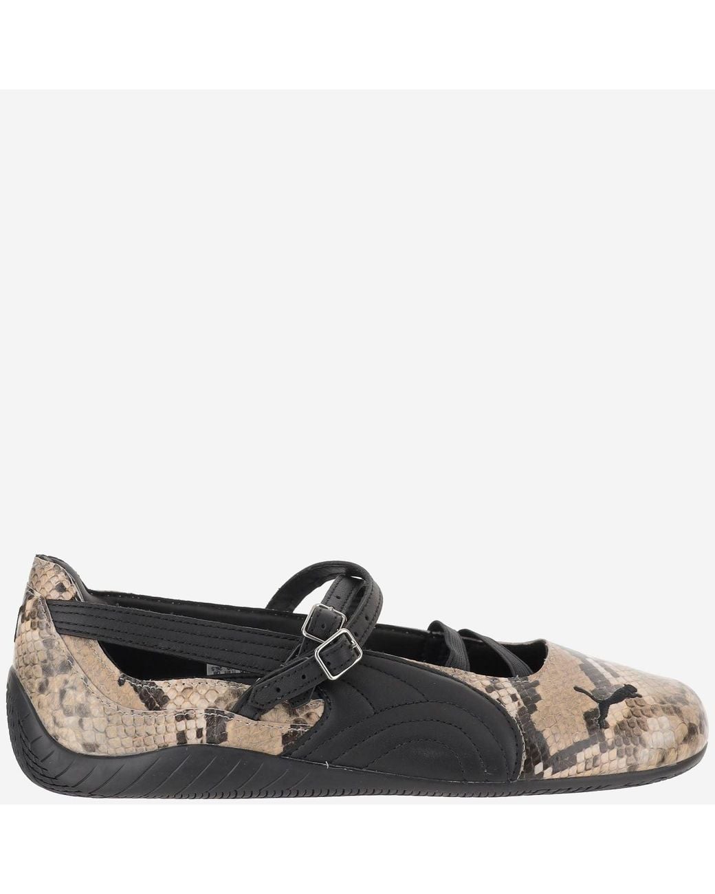 PUMA Black Ballet Flats Speedcat Animal Print Leather And Fabric