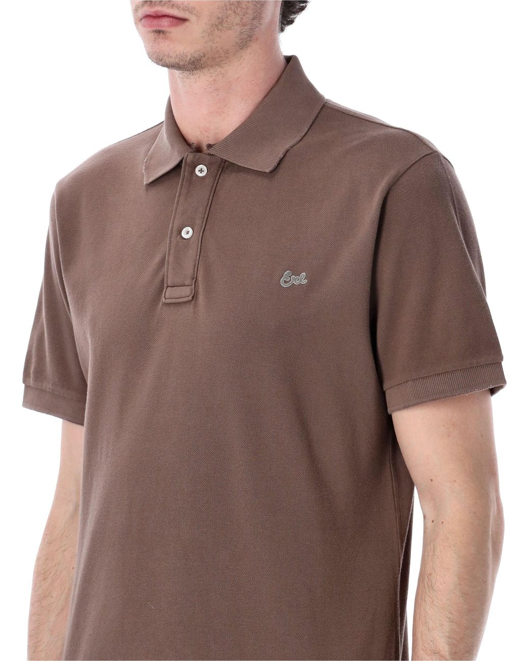 ERL Brown Cotton Piqué Polo Shirt for men