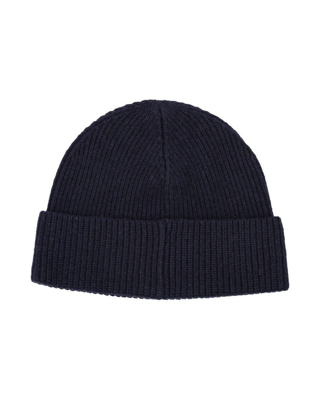 Polo Ralph Lauren Blue Signature Pony Wool-Blend Beanie Hat With Fold-Over Cuff