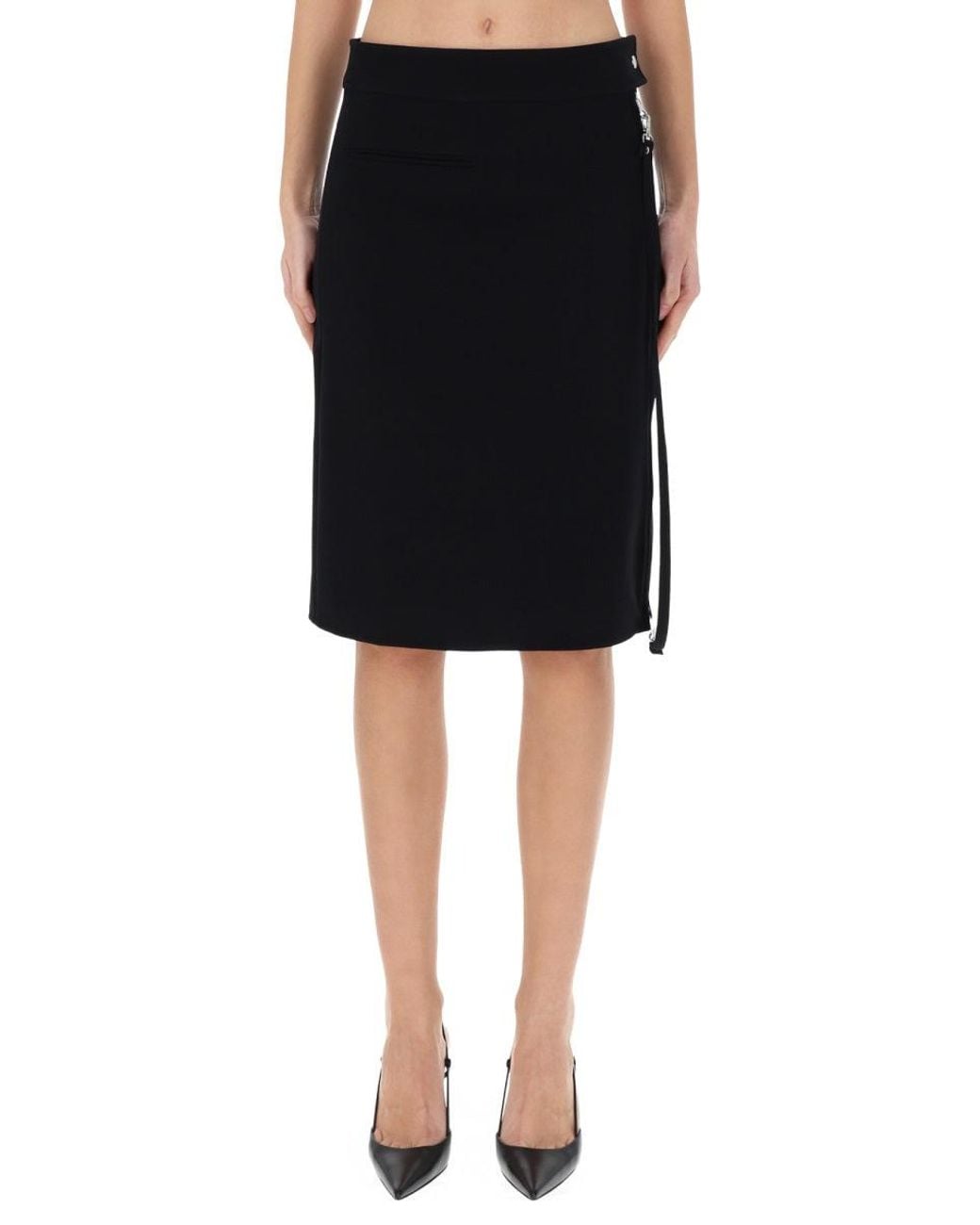Courreges Black Midi Skirt With Zipper