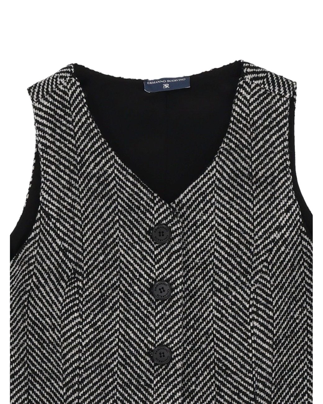 Ermanno Scervino Black Gilet Cappotto Chevron