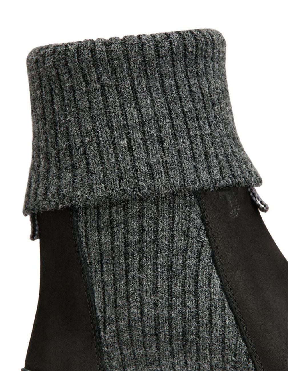 Tod's Black Leather Knitted Chelsea Boots