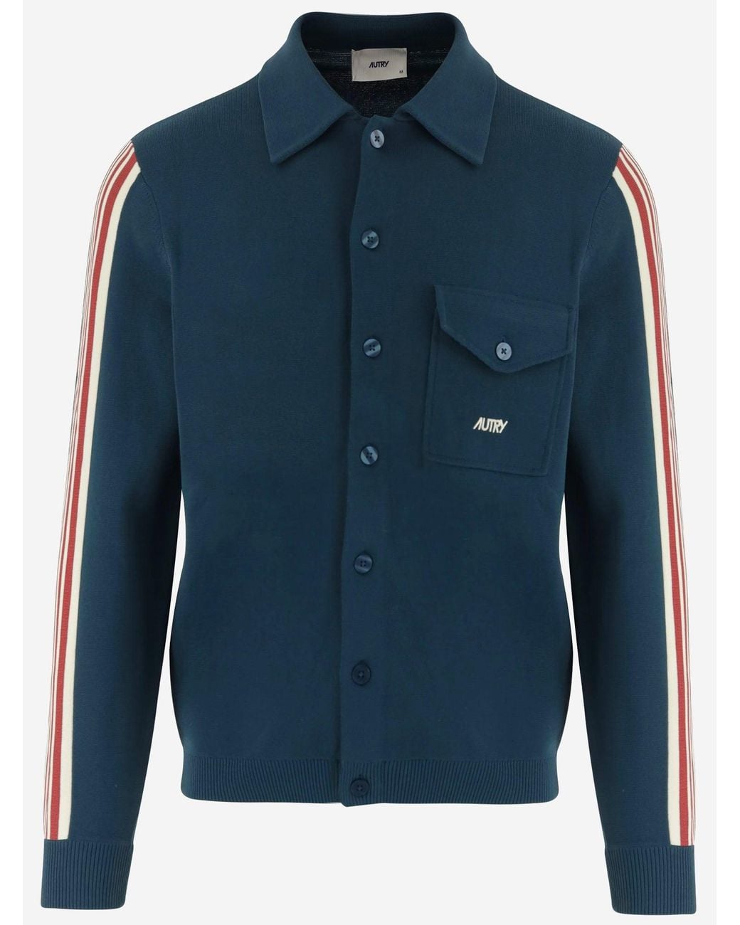 Autry Blue Viscose Blend Jacket With Logo