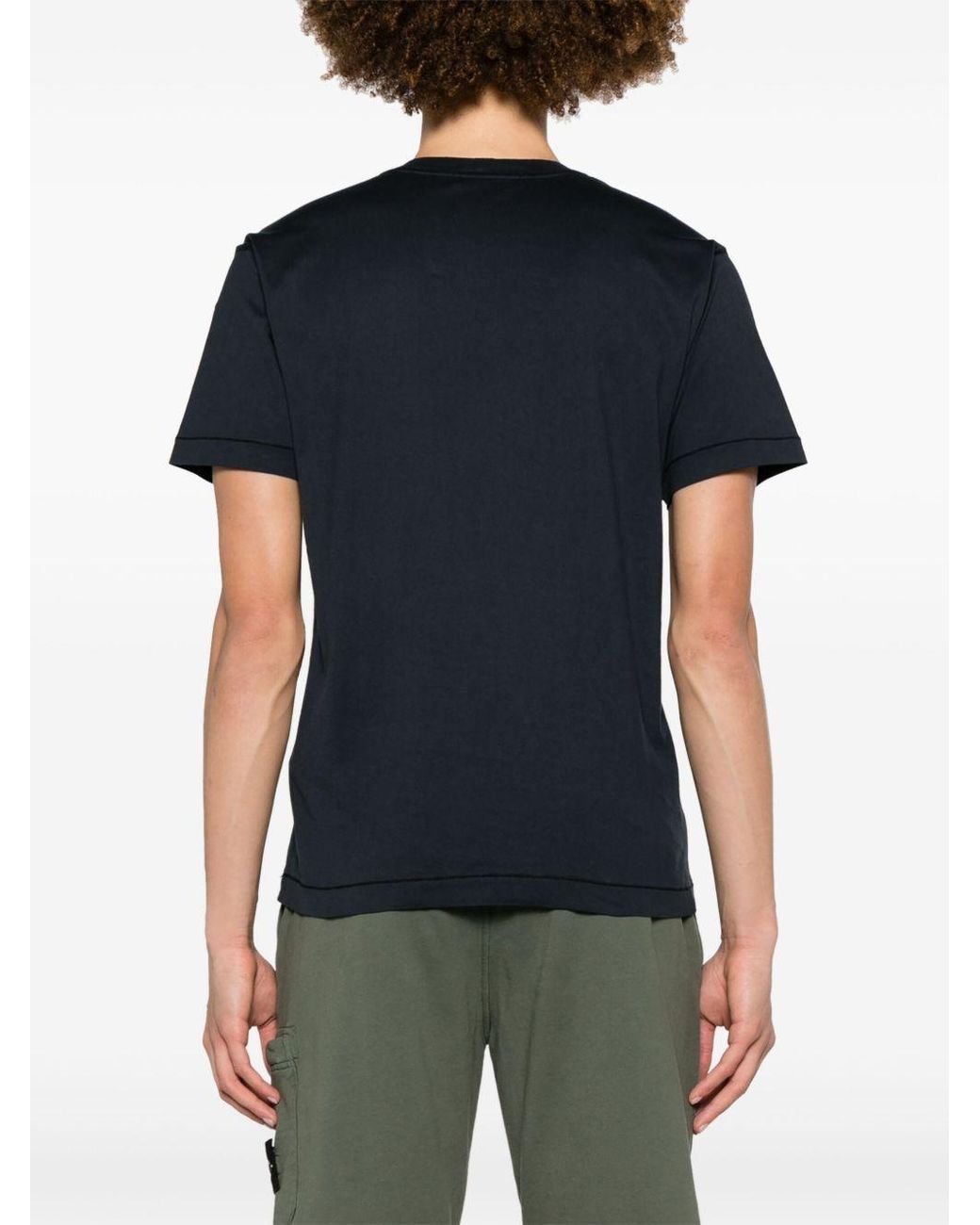 Stone Island Blue Logo Cotton T Shirt