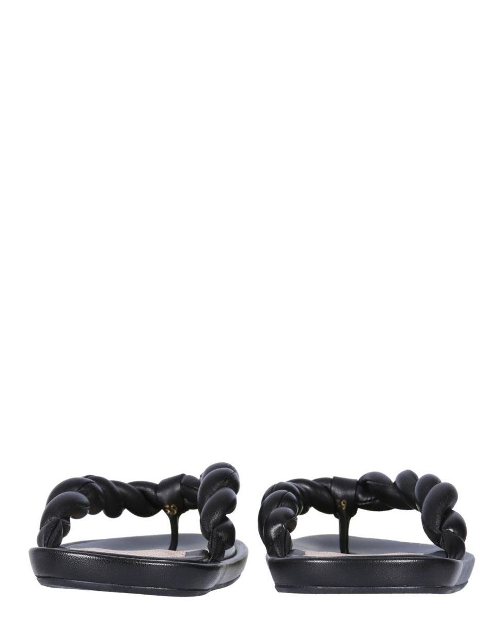 Red(v) Black (V) Leather Slide Sandals