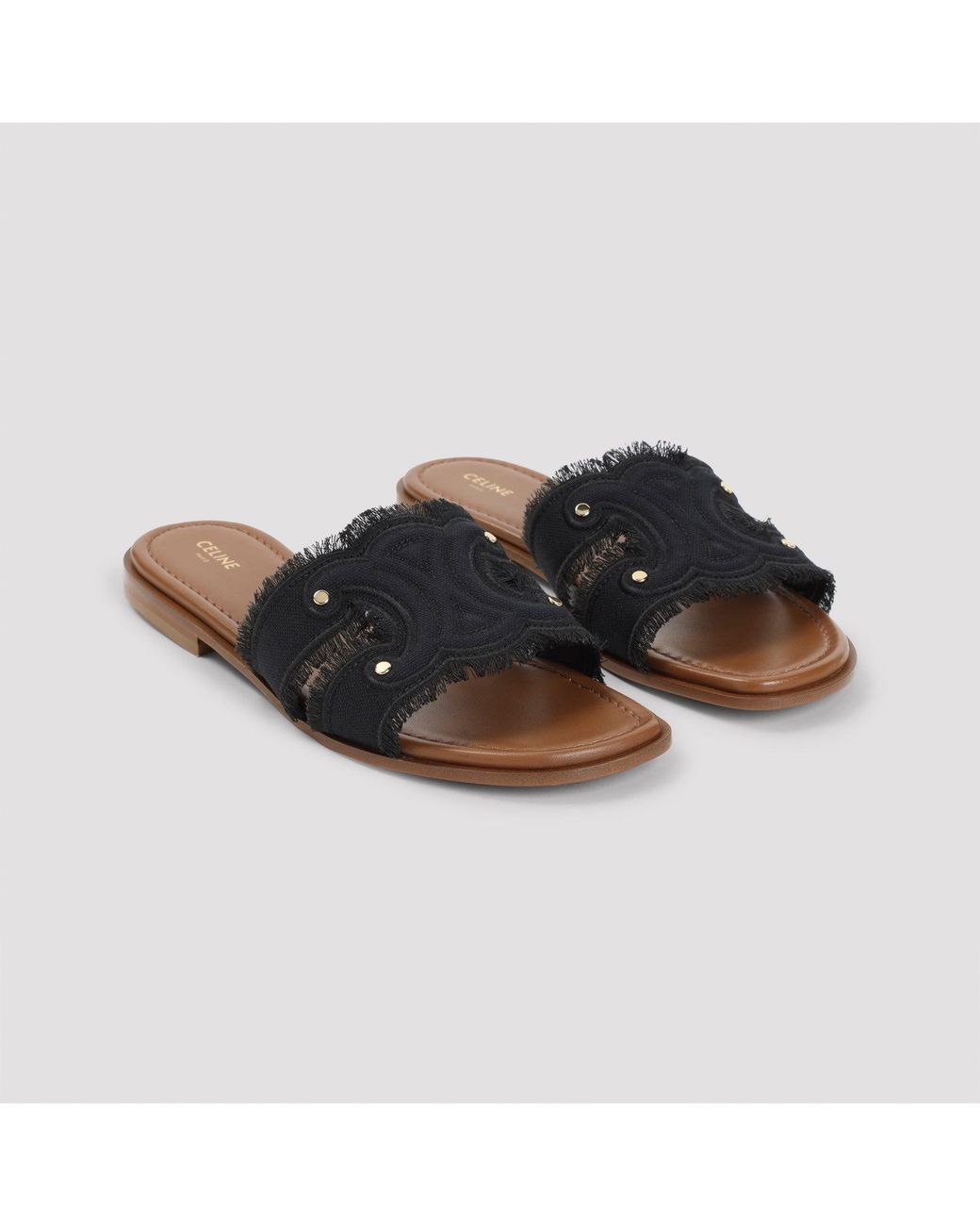 Céline Black Triomphe Mule mit Fransen