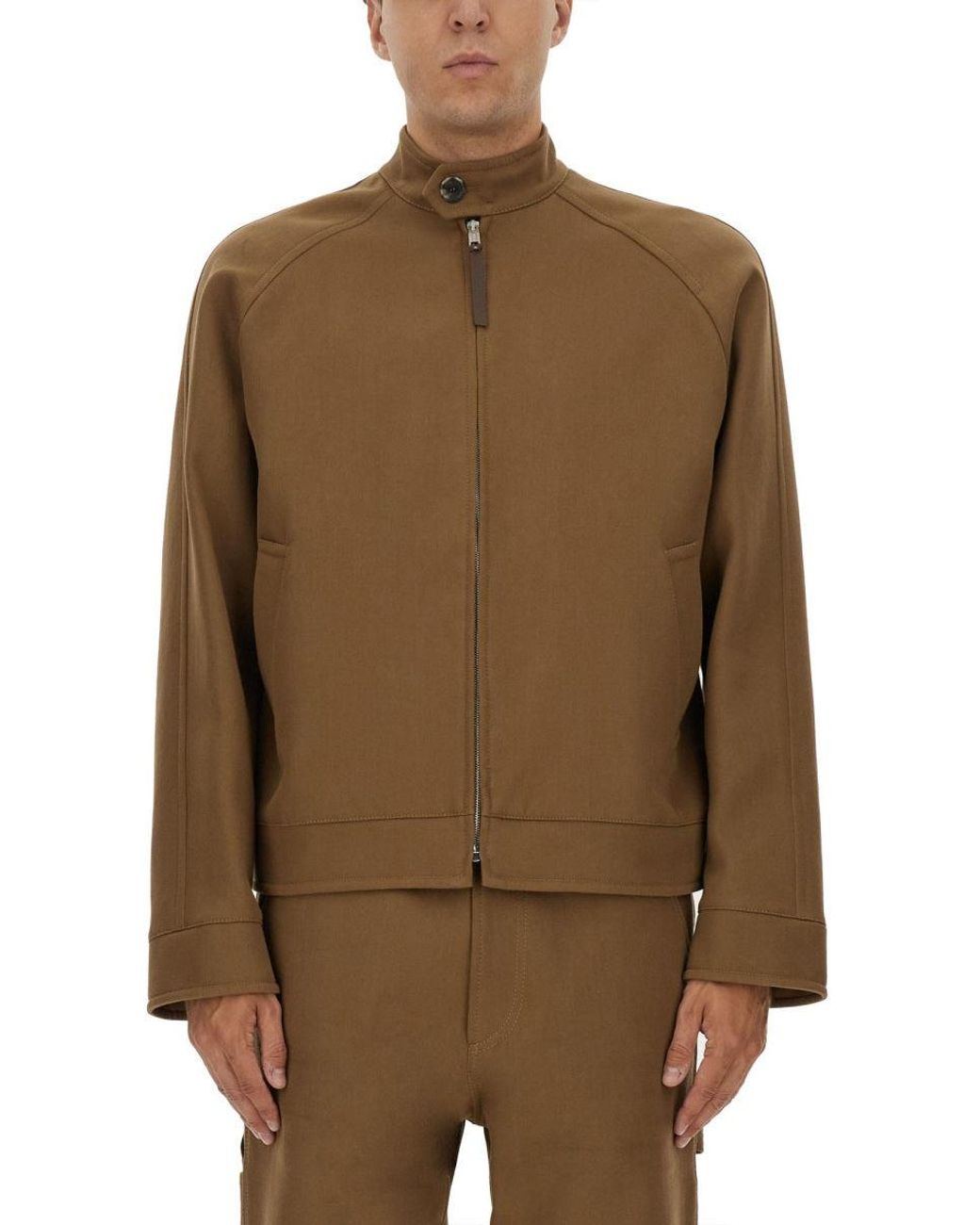 Moschino Brown Structured Boxy Jacket With High Collar
