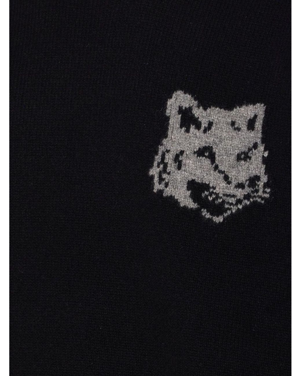 Maison Kitsuné Blue Fox Head Wool Jumper for men