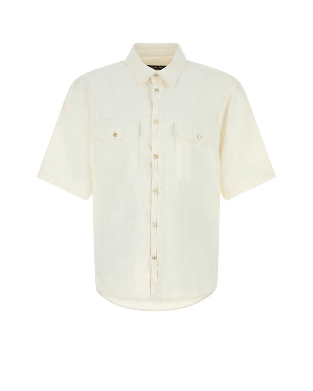 DSquared² White Linen Short Sleeves Shirt for men