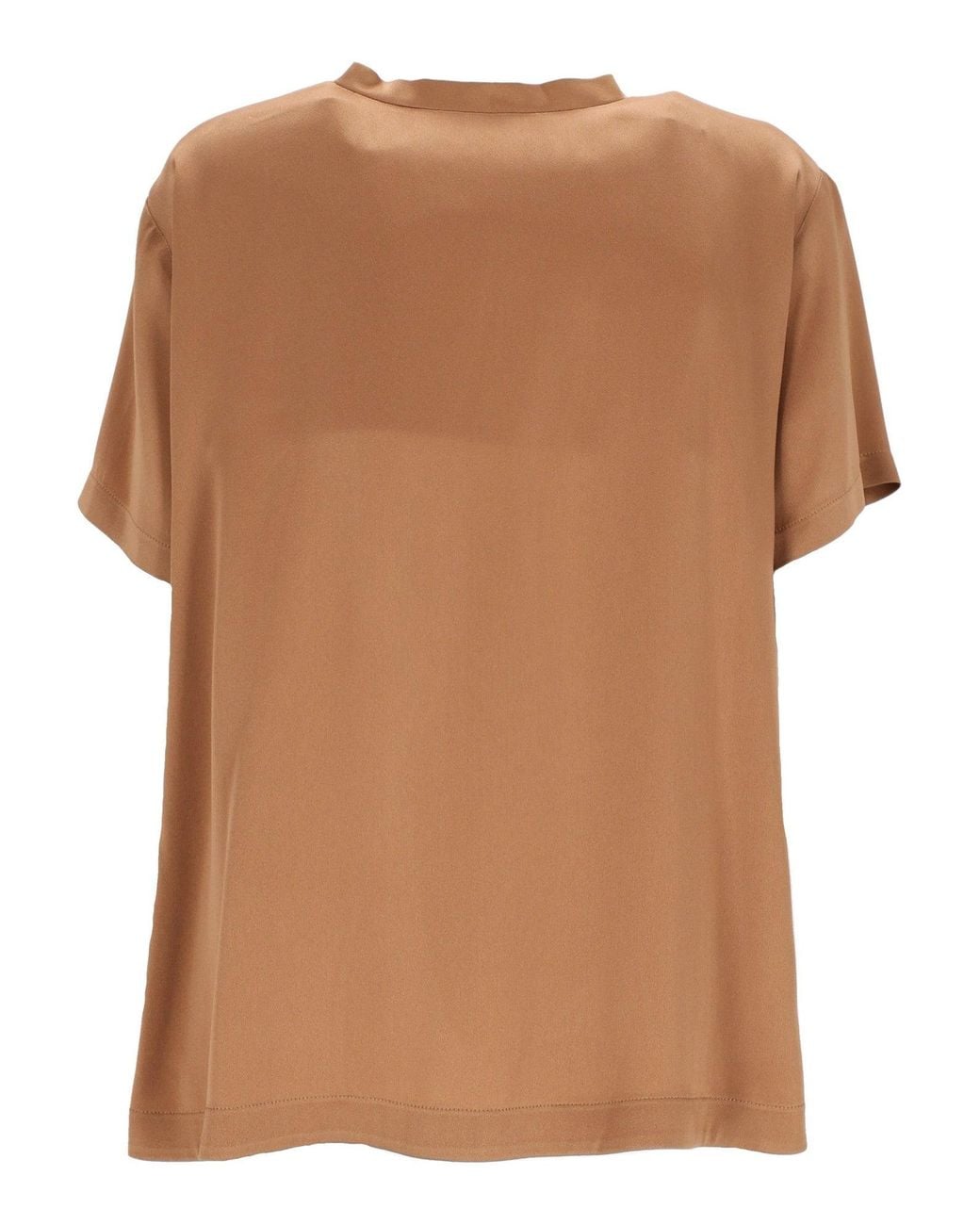 Fabiana Filippi Brown Enver Satin V-Neck Blouse