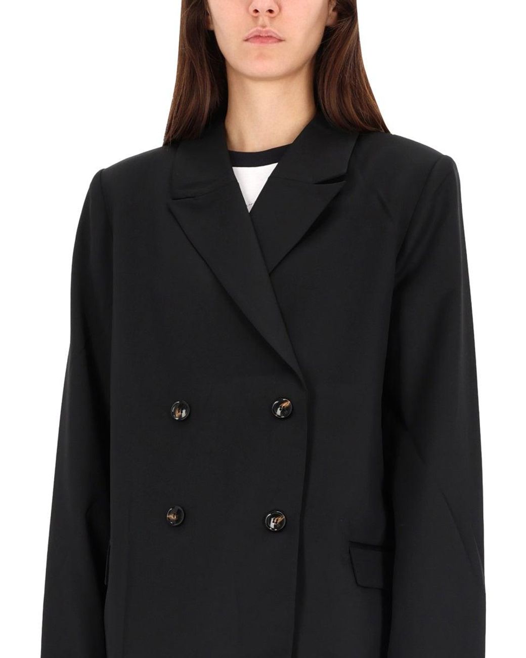 Ganni Black Doublebreasted Wool Jacket