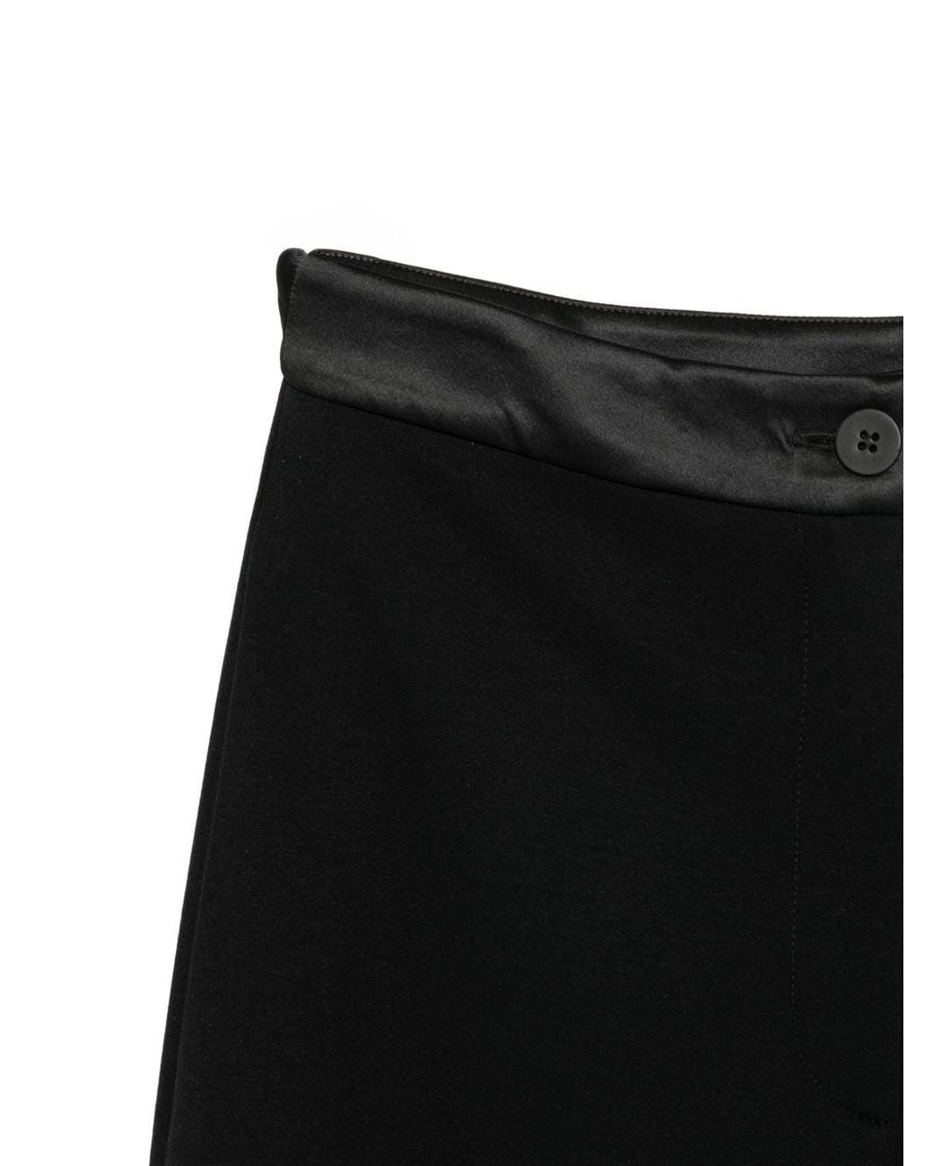 Emporio Armani Black Satin-Trim Tapered Trousers