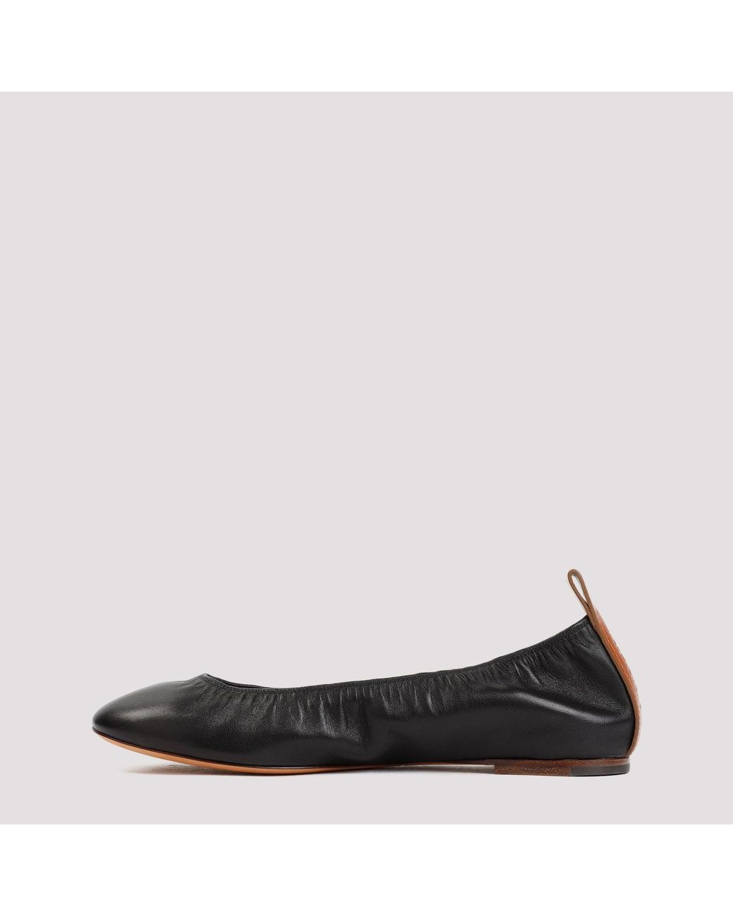 Lanvin The Leather Ballerina Flat in het Black