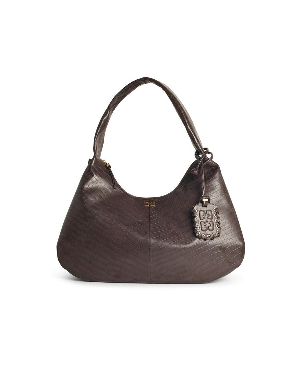 Ganni Brown 'Bou Croco Xxl' Recycled Leather Blend Bag