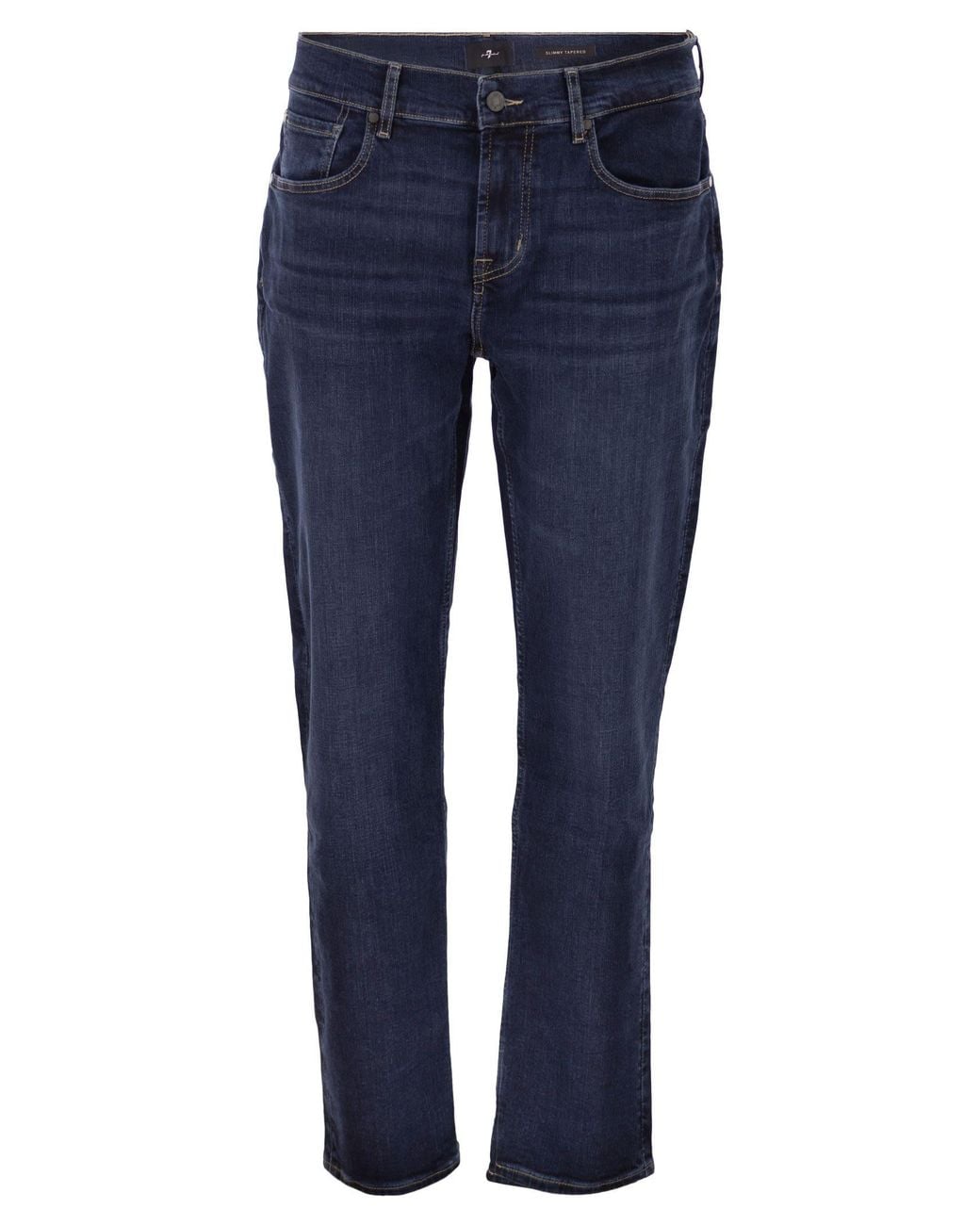 7 For All Mankind Blue Slimmy Tapered Luxe Performance Stretch Denim Jeans